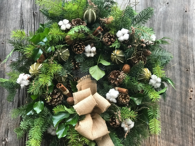 Cotton Flower and Lime Wreath